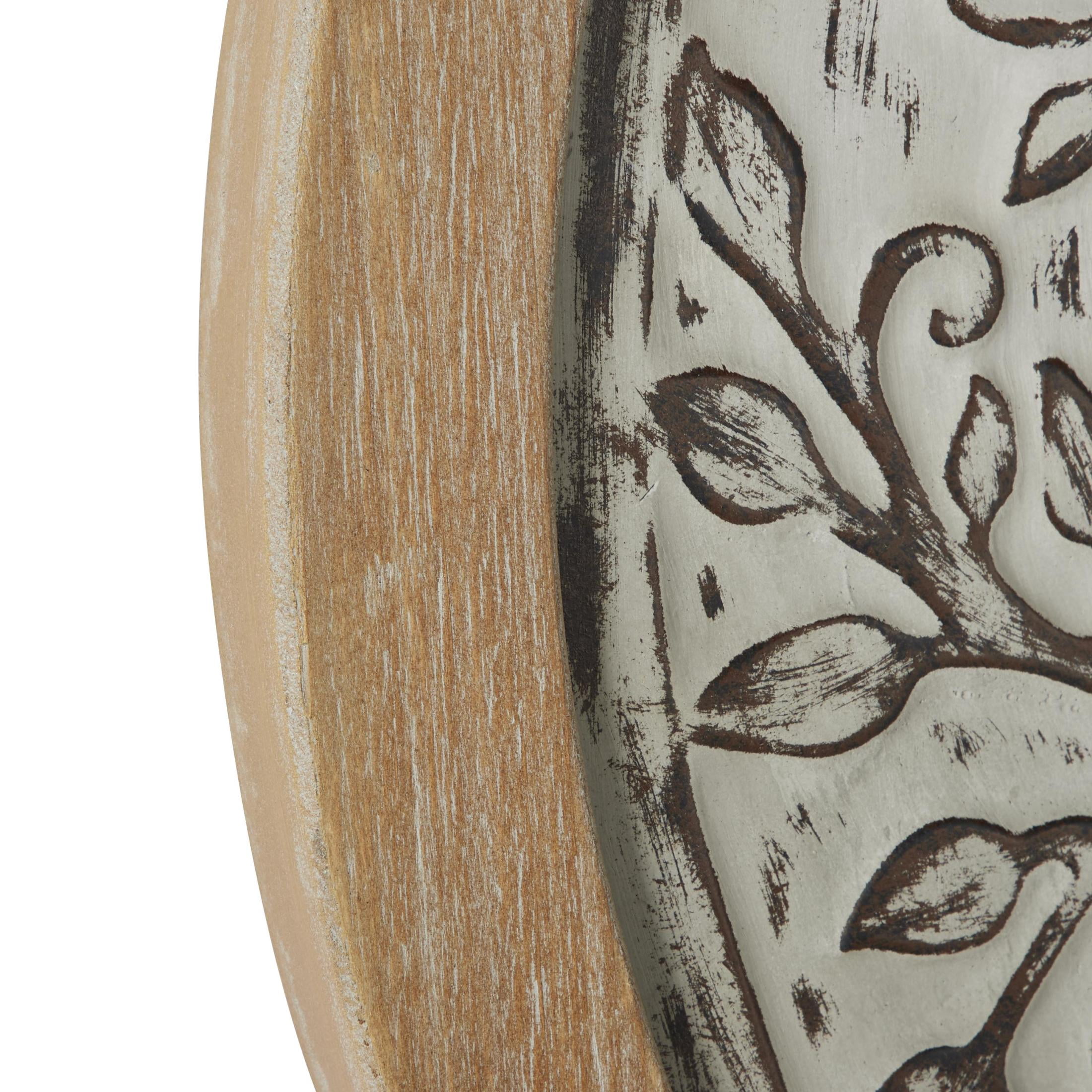 DecMode Brown Wooden Embossed Tree Wall Decor