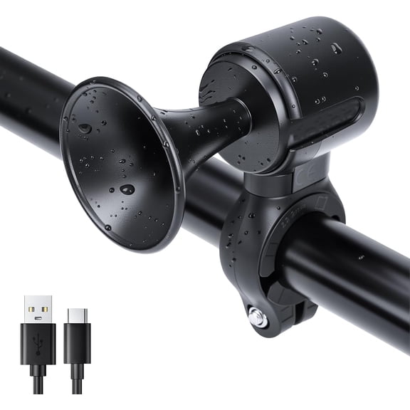 Electric Bike Horn, Loud USB Rechargeable Bicycle Horn, IP65 Waterproof, Easy Install for Mountain Bike, E-Bike, Scooter