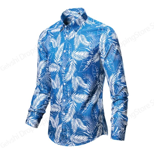 Camisas hawaianas con flores y plantas, camisas de fiesta con flores, camisas de moda para hombres y mujeres, blusas de playa de verano de manga larga, ropa para hombres Voion