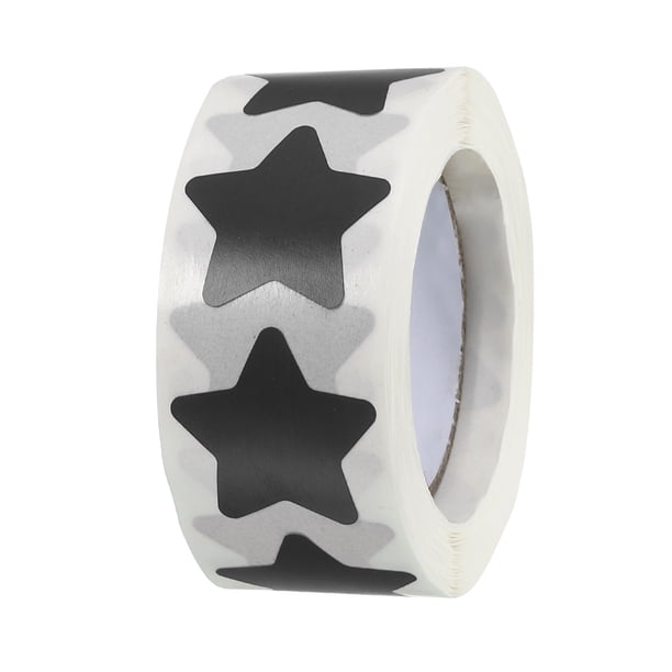 1 Rollo Estrella Pegatinas 1 Pulgadas Bricolaje Adhesivo PVC Etiquetas para Notas, Felicitación Tarjetas, Regalo Cajas, 500 Cuenta/Rollo Negro
