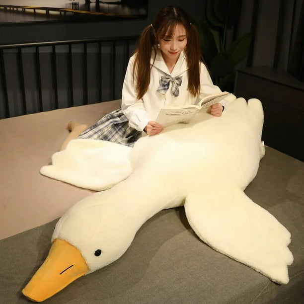 Peluche De Cisne Gigante Con Cuello Largo, Almohada De Felpa De Ganso Blanco Suave Para Abrazar, Bonita Almohada De Peluche Para Abrazar, Muñecos De Peluche De Pato, Regalos (1, 55 Pulgadas