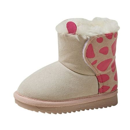 BOBOGOJP Back To School Kids Snow Boots Kids Ruffle Dress Booties Fashion Chunky Side Zip Casual Shoes (Pink 13)