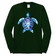 thumbnail image 2 of Sea Turtle Tie Dye Art Animal Lover Mens Long Sleeve Shirt, Forest Green, Large, 2 of 3