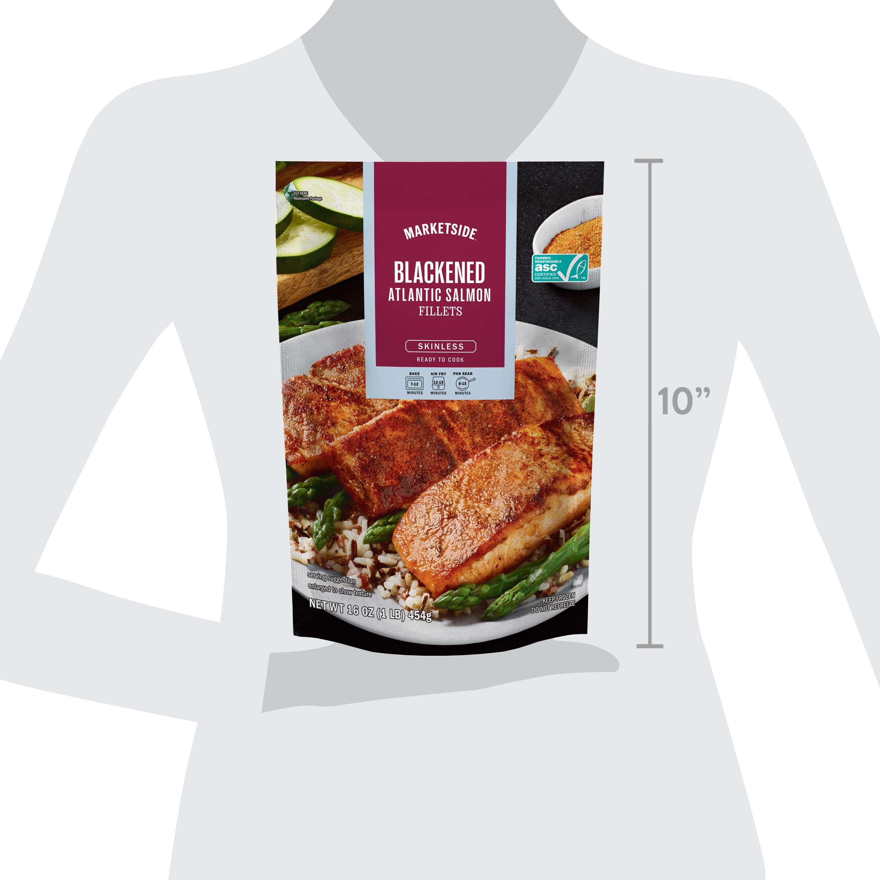 Marketside Blackened Atlantic Salmon, 1 lb Bag (Frozen)