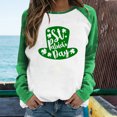 thumbnail image 2 of DPTALR Women's Spring Patchwork St. Patrick's Day Printed Long Sleeves Round Neck Casual Tee Tops Blouse, 2 of 6
