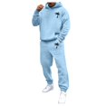 thumbnail image 2 of Men's Suits Product Title for Men Casual Solid Two Piece Hooded Sports Set with Raglan Sleeve Drawstring Pant Set, 2 of 5