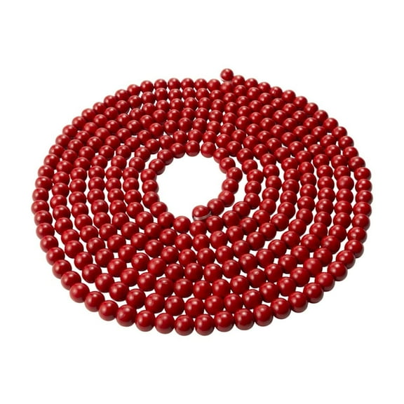 Christmas Wooden Beads String, Holiday Tree Decorations, 4 Meters Long, Red Wooden Beads, Home Hanging Decor, Gift Idea, Festive Christmas Garland