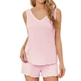thumbnail image 2 of ylioge Short Pajama Sets for Women 2 Piece Loungewear Outfits Womens Casual Lightweight Solid Color Sleeveless Tank Tops and Shorts Homewear Pajamas, 2 of 6