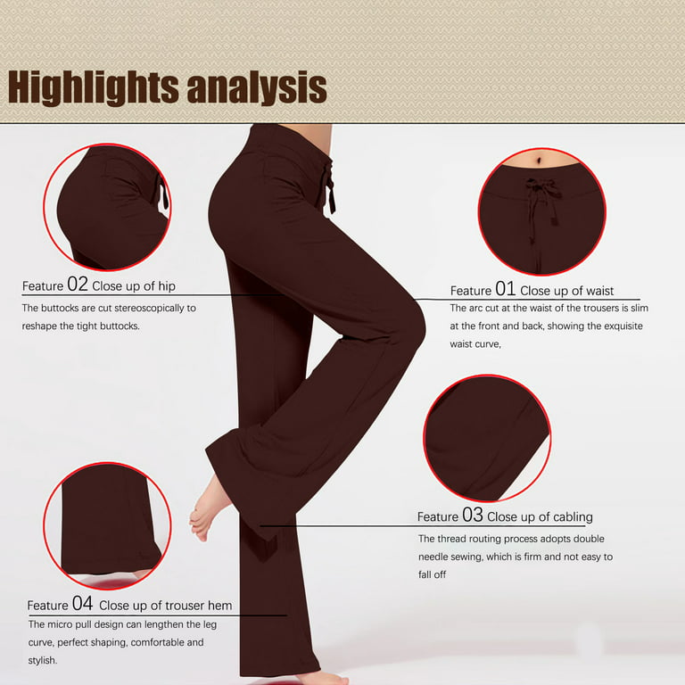 Womens Modal Yoga Pants Tummy Control Leggings Drawstring Trousers Slim Fit  Jogger Pants Stretch Flared Sweatpants Comfy