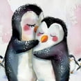 thumbnail image 6 of Orinice Penguins Hugging Round Table Cover Stain Resistant Washable Indoor Outdoor Tablecloth Kitchen Dining Wedding Parties Picnic Camping 100% Polyester Fiber 46-50, 6 of 8
