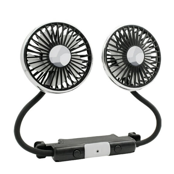 Car Cooling Fan for Back Seat Dual Head USB Car Rear Seat Fan 3 Speeds 360° Rotatable Fans for Car Seat Powered 5V Strong Wind Headrest Fan 2 Speed Lights Brightness Vehicles SUV Truck Kids