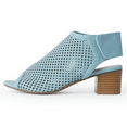 thumbnail image 2 of J. Adams Maddie Booties for Women - Peep Open Toe Low Block Chunky Heel Hook & Loop Strap Sandals, 2 of 7