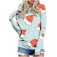 thumbnail image 2 of Tops for Women Christmas Hooded Sweatshirt Printed Long Sleeved Casual Pullover Sweatshirt,Womens Tops Plus Size Blue XXL, 2 of 6