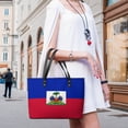 thumbnail image 5 of Haiti Flag Woman Leather Handbags Large Tote Bag Fashion Portable Handbags With Zipper, 5 of 7