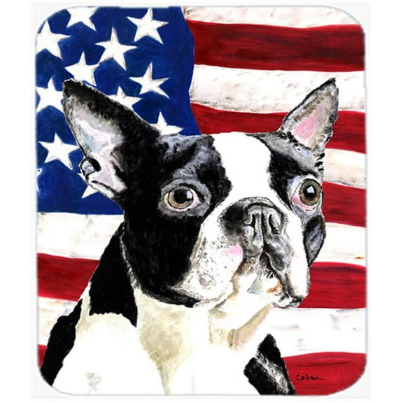 Usa American Flag With Boston Terrier Mouse Pad, Hot Pad Or Trivet
