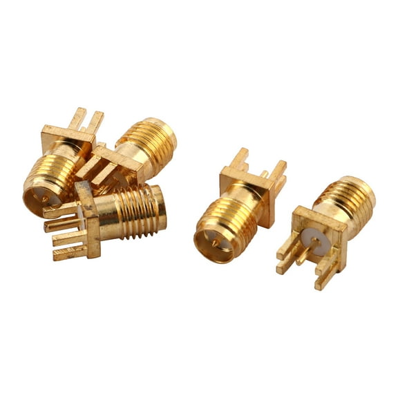 SMA Male Adapter Center Solder PCB Mount RF Connectors Gold Tone 5 PCS