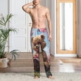 thumbnail image 2 of Susaid Romantic Floral Bear Print Mens Pajama Pants Set Sleep & Lounge Pants, PJ Bottoms with Pockets and Button Fly-Small, 2 of 6