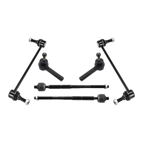 PartsW - 6 Pc Front Suspension Kit Outer & Inner Tie Rod Ends   Stabilizer Sway Bar Links for Dodge Journey 2009-2020