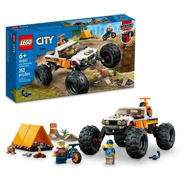 LEGO City 4x4 Off-Roader Adventures 60387 Building Toy - Camping Set Including Monster Truck Style Car with Working Suspension and Mountain Bikes, 2 Minifigures, Vehicle Toy for Kids Ages 6 