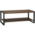 thumbnail image 1 of HomCom Table Basse Industrielle avec Étagère de Rangement, Marron, 1 of 10