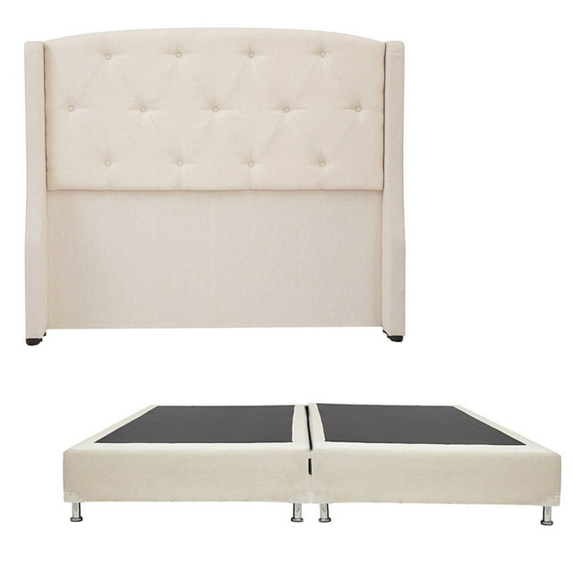 Box Base Cama King Size + Cabecera Zefyr Beige Dicasa Zefyr Dolum