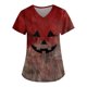 thumbnail image 1 of Blusa quirúrgica con cuello en V y diseño de salpicaduras de sangre para Halloween para mujer: uniforme médico con bolsillos, 1 of 3
