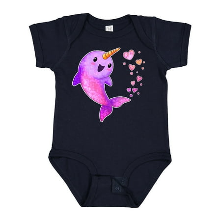 

Inktastic Valentine s Day Cute Pink Narwhal with Hearts Boys or Girls Baby Bodysuit