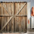 thumbnail image 2 of Wooden Barn Door Shower Curtain, Rustic Wooden Garage Door Shower Curtain Vintage Wood Farmhouse Shower Curtain, Country Barn Door Shower Curtain with Hooks, 72X72 Inch, Yellow, 2 of 5