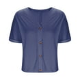thumbnail image 6 of Taqqpue Womens Short Sleeve Tops Casual Solid Color V Neck Button Down T Shirts Summer Flowy Loose Fit Blouse Tops, 6 of 7