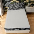 thumbnail image 4 of Manfei Plane Camouflage Zipper Twin Comforter Sets with Fitted Sheet and 2 Pillowcases, Contemporary Art Camo Zipper Bedding Set, Black Gray, Gray Reversible, 4-Piece, 4 of 7