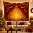 thumbnail image 3 of Holiday Stage Within Red Curtains and Golden Sunburst, Dramatic Vintage for Theater Fans, Pageant Wall Art, Christmas Gift, Tapestry Wall Hanging for Living Room and Studio, 3 of 7