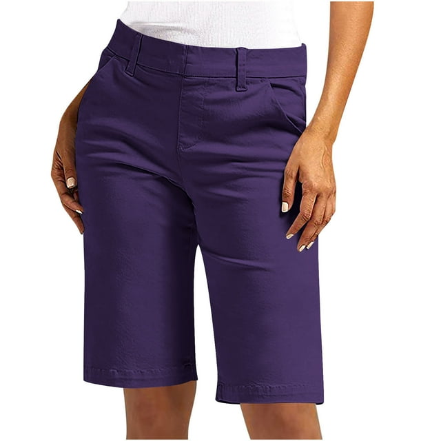 Mujeres Pantalones Cortos con Bolsillos Moda Verano Casual Sargamán Color Sólido Medio Pantalones Cortos, Poliéster Spandex