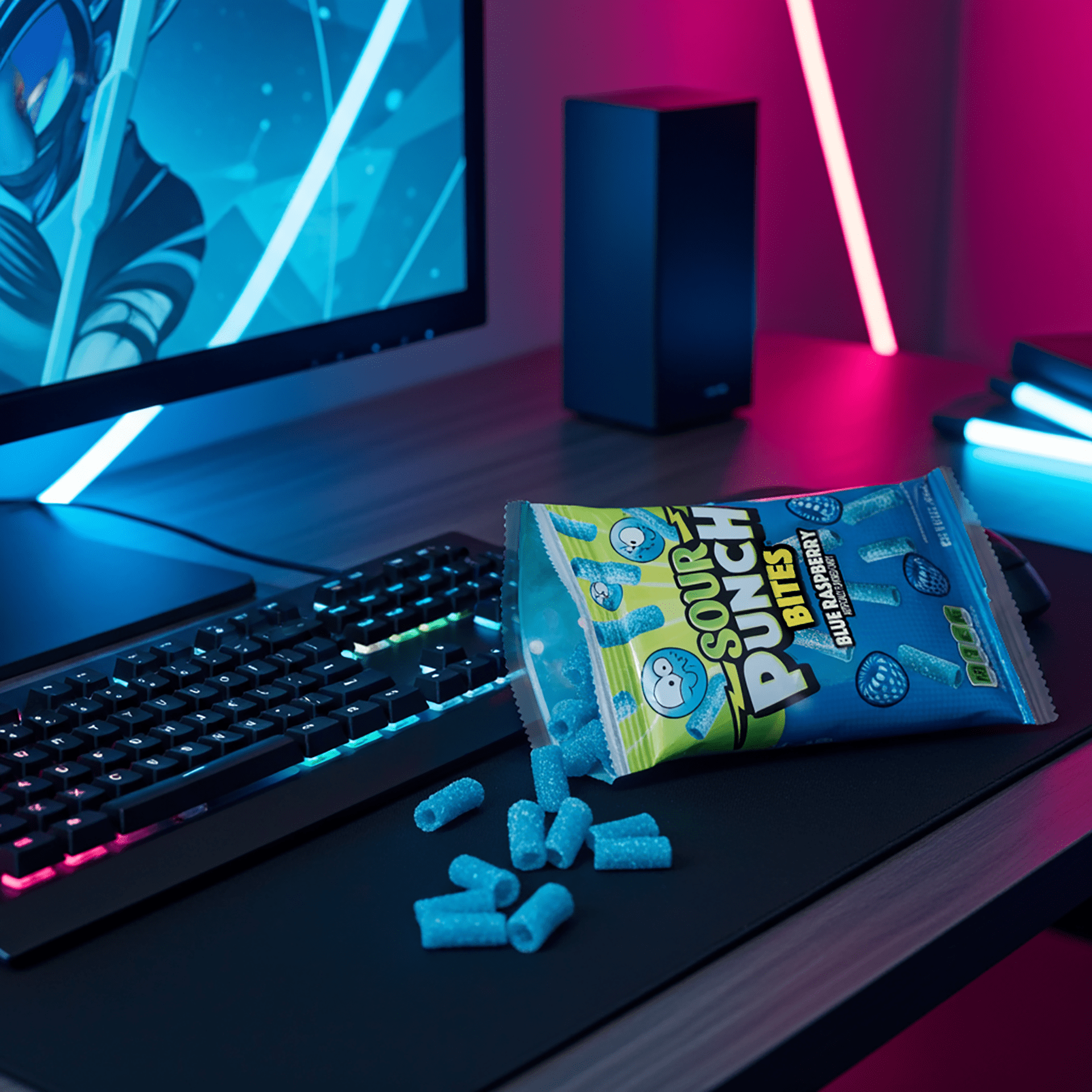 (6 pack) Sour Punch Bites, Blue Raspberry Candy, 5oz Bag