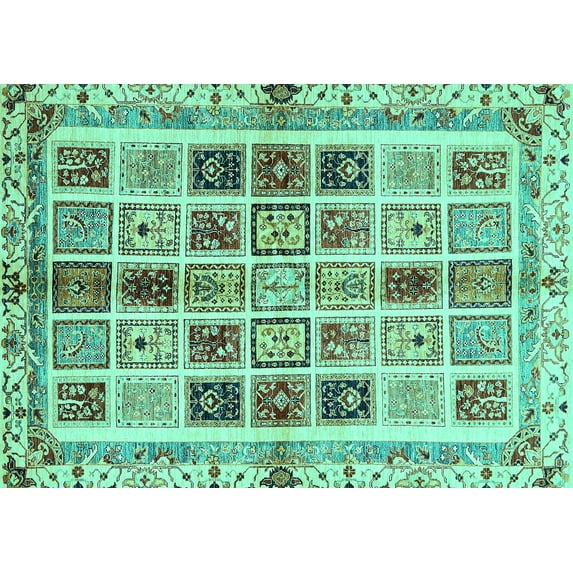 Ahgly Company Indoor Rectangle Abstract Turquoise Blue Modern Area Rugs, 8' x 10'