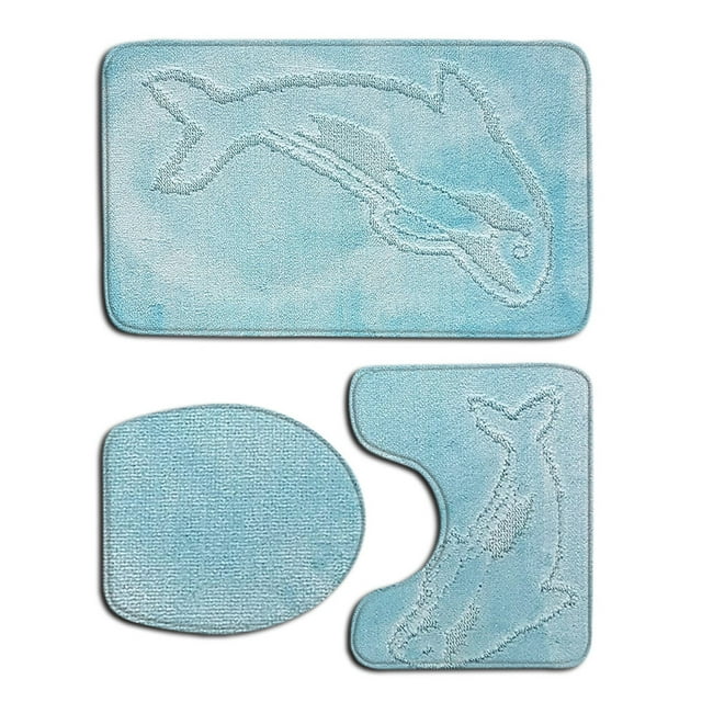 Ruiboury 3piece Non-Slip Bathroom Mat Set Easy To Clean Comfortable And Eco-friendly Non-Slip Chenille Bath Rug Polyester PJ210908-A010 1Set