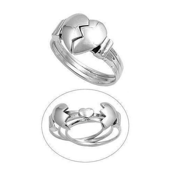 STERLING SILVER Broken Heart Ring open heart ring