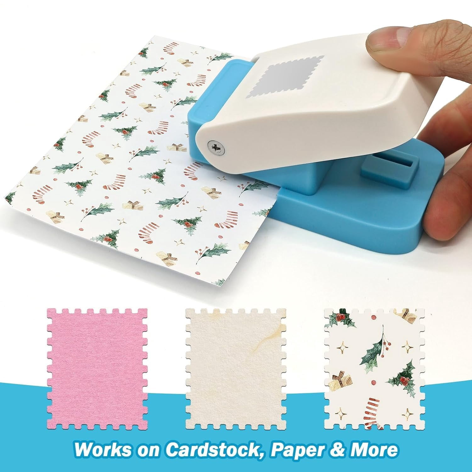Stamp Puncher, 1.5x1.2 Inch Rectangular Postage Stamp Hole Punch, Lever Action Paper Stamps Cutter for Scrapbooking, Card Making, DIY Crafts Supplies,Photographic Paper (1.5 * 1.5"2pcs)