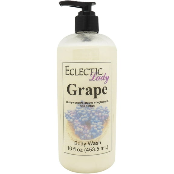 Grape Body Wash by Eclectic Lady, Liquid Shower Gel for Women and Men, 16 Ounces