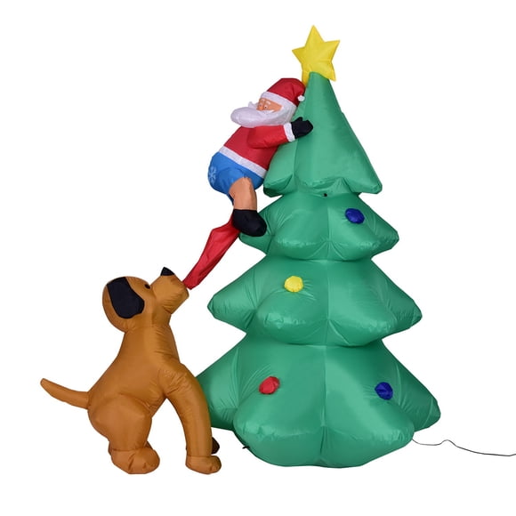 Giant Inflatable LED Christmas Santa Claus Climbing on Christmas Tree Garden Holiday Decorations with Blower