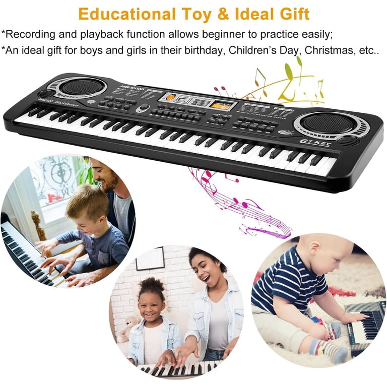 Anself 61 Key Electronic Keyboard Piano with Microphone for Kids