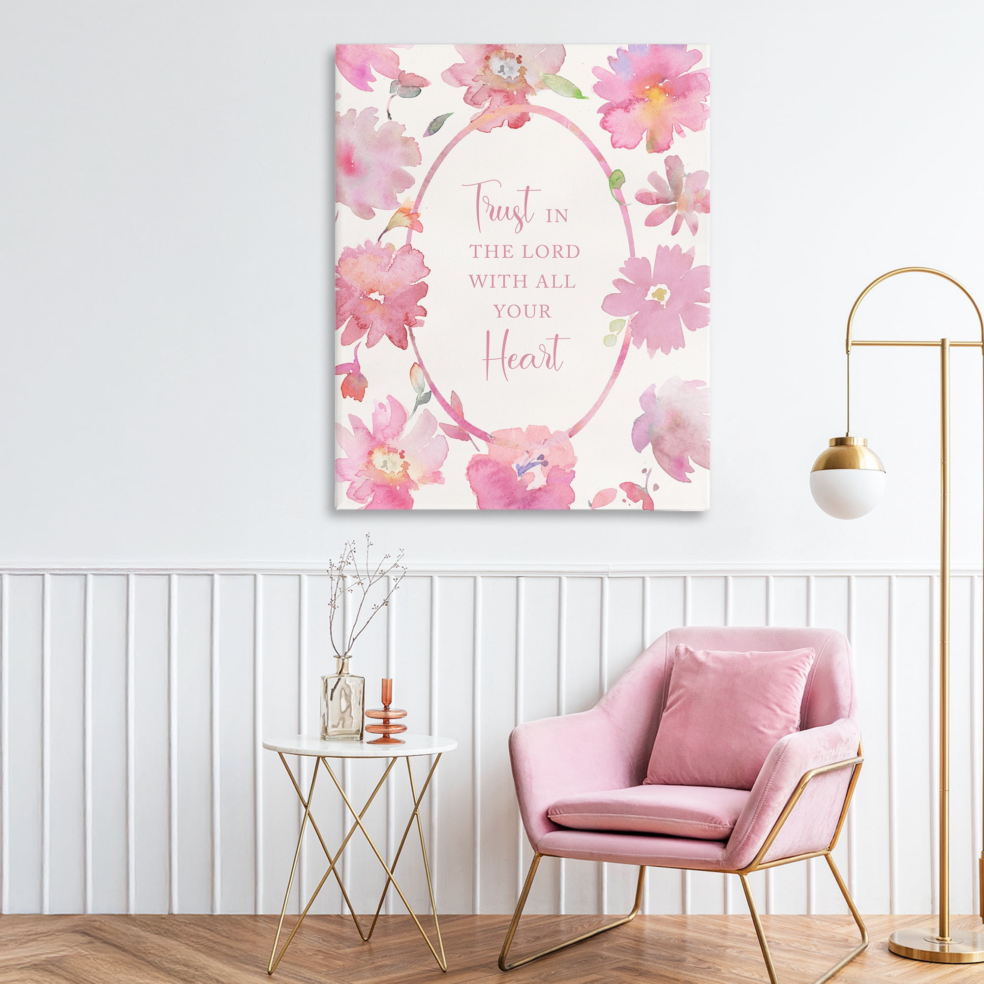 Stupell Industries Trust In The Lord Pink Blooms Canvas Wall Art, design by Theresa Heidel