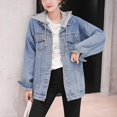 thumbnail image 3 of Vedolay Women's Denim Jackets Womens Oversized Lapel Button Up Long Sleeve Classic Jean Jacket,Blue M, 3 of 4