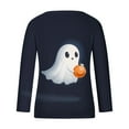 thumbnail image 4 of HongQid Womens Tops Dressy Casual Long Sleeve Shirts Fashion Sweatshirt Fall Blouse Tunic Tshirt Vneck Tee Halloween Cute Ghost Graphic Printed, 4 of 5