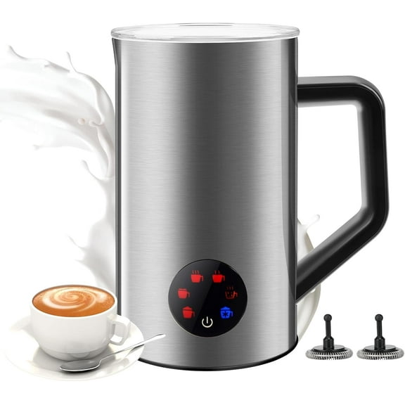 Milk Frother, 6-IN-1 Electric Milk Steamer, 20oz/591ml Hot & Cold Foam Maker for Latte & Cappuccino, 550W Fast Heating Stainless Steel Milk Steamer, Hot Chocolate Maker