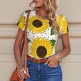 thumbnail image 4 of Goofa Sunflowers Printed Women Rash Guard Short Sleeve,Tummy control Swimsuit Surfing Swimsuit Bathing Suit One Piece Swimsuit UPF 50-Small, 4 of 9