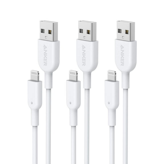 [3-Pack] Anker Powerline II Charger Cable 3ft MFi Certified Lightning Cable