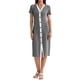 thumbnail image 2 of INSPIRE CHIC Vestido Midi de Punto Rayado de Verano para Mujer con Cuello en V y Manga Corta XS Negro, 2 of 6