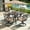Brown Umbrella, variant on SOLAURA 6-Piece Outdoor Patio Dining Set with Light Blue Umbrella, Metal Square Table with Umbrella Hole & 4 Stackable Chairs, Outdoor Furniture for Deck, Lawn, Garden, Backyard, Poolside