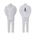 thumbnail image 1 of Baby Boy Christening Formal White Single Breasted Suit Silver Gold Guadalupe on Back Sm-20, 1 of 4