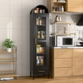 thumbnail image 2 of Aobabo Metal Arched Display Cabinet with Glass Doors, Narrow Arched Bookcase with 3 Adjustable Shelves for Home Office, Assembly Required, Black, 2 of 14